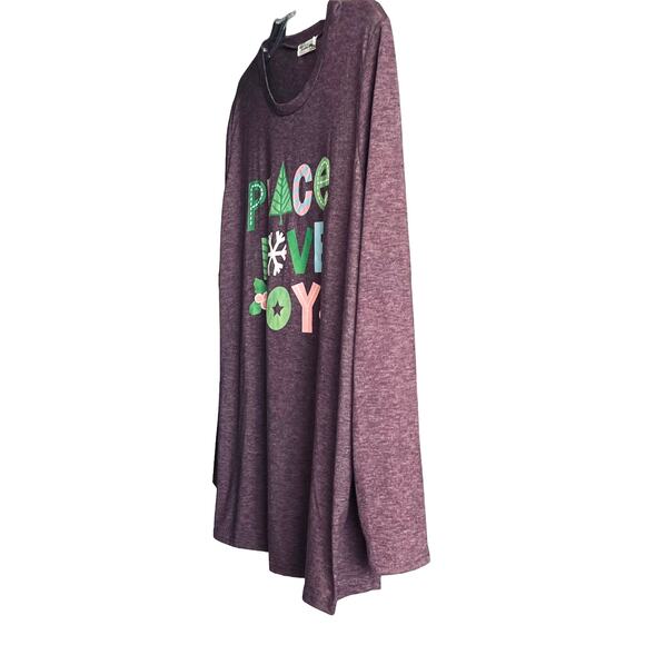 SOUTHERN STITCH LONG SLEEVE PULL-OVER CASUAL T-SHIRT, WOMENS, XL, PURPLE-HOLIDAY - Picture 3 of 10